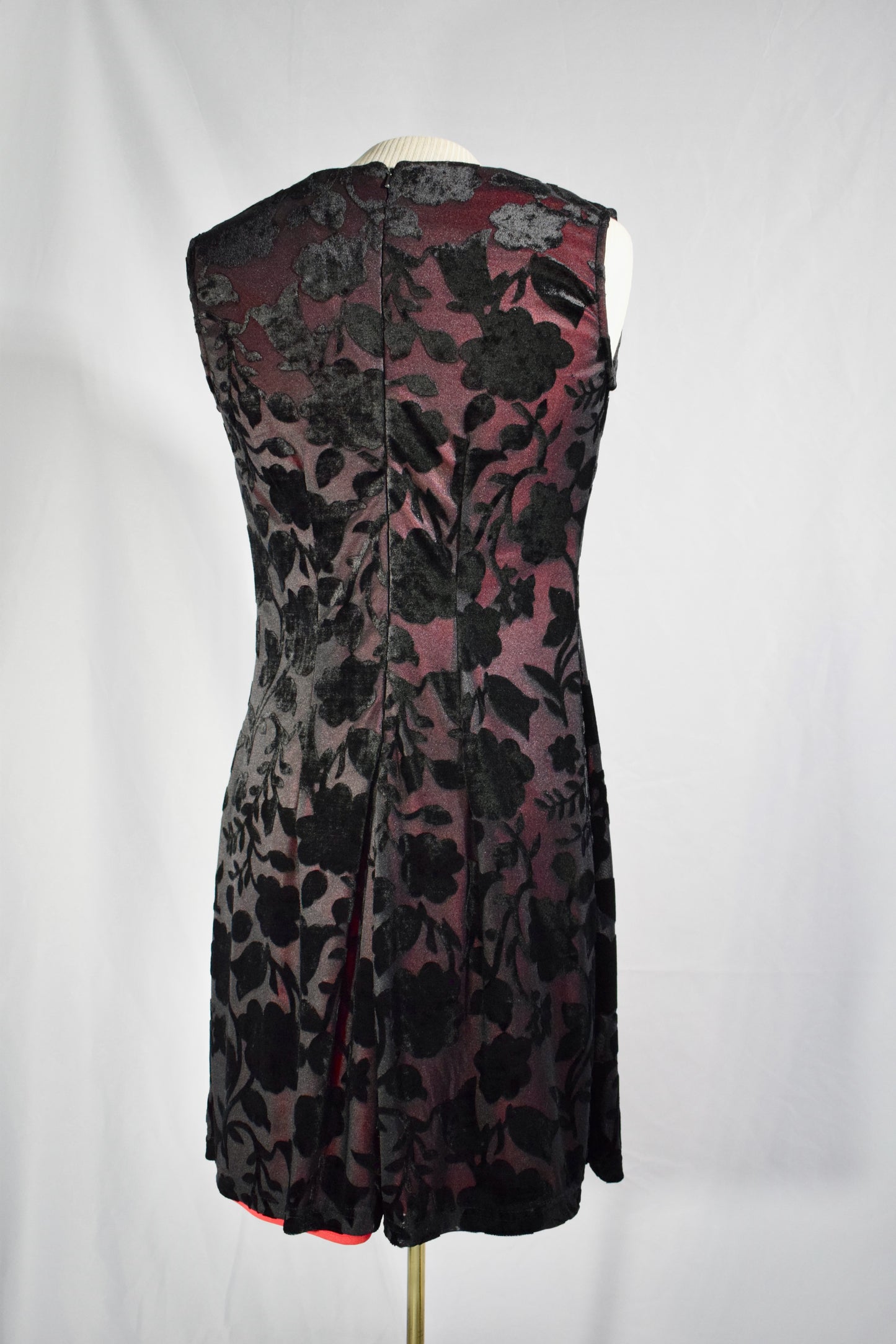 1990s Red and Black Burnout velvet Dress- Isa's