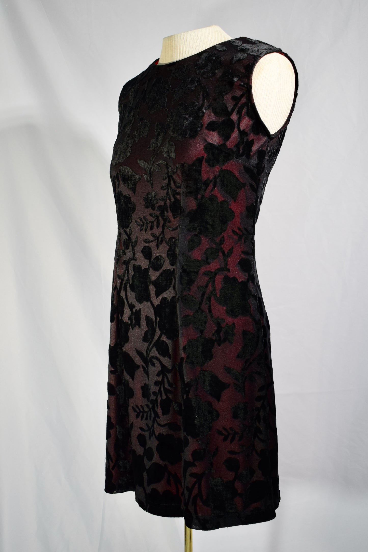 1990s Red and Black Burnout velvet Dress- Isa's