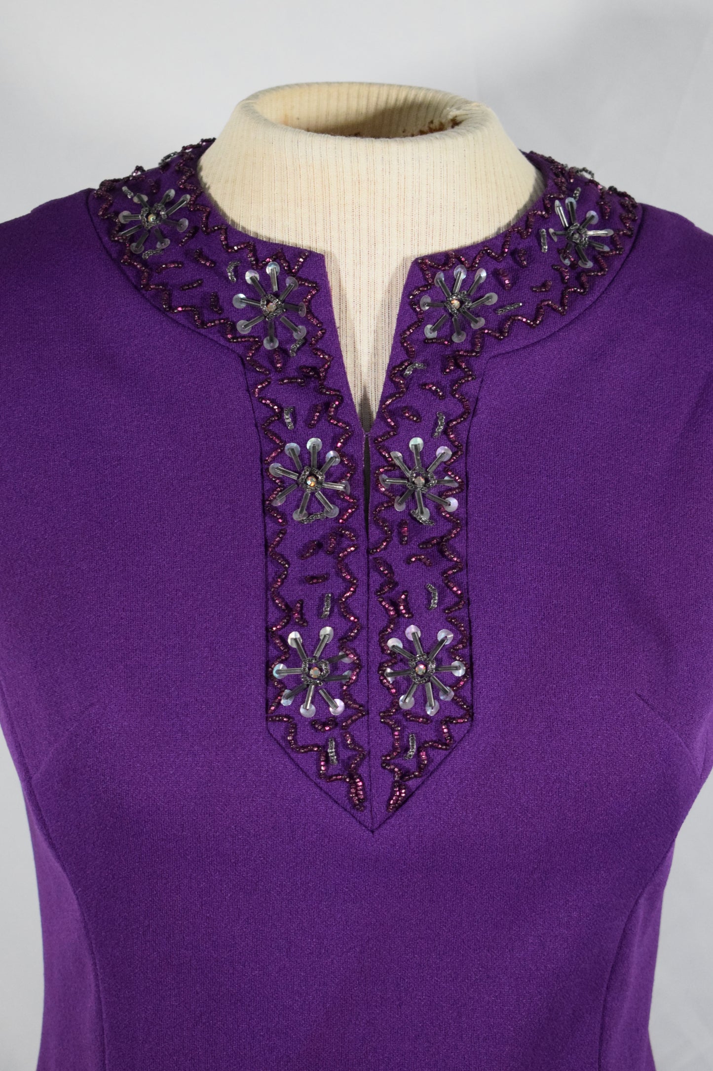1960s Purple and beaded cocktail dress- NuMode