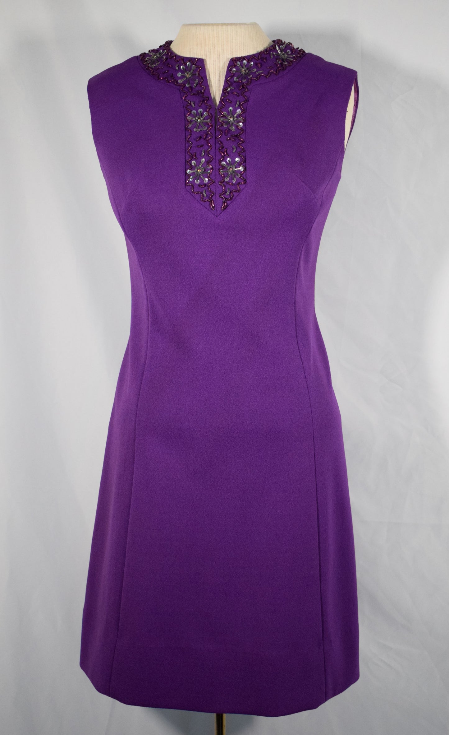 1960s Purple and beaded cocktail dress- NuMode