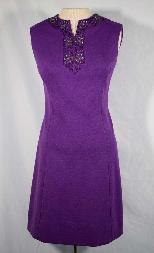 1960s Purple and beaded cocktail dress- NuMode