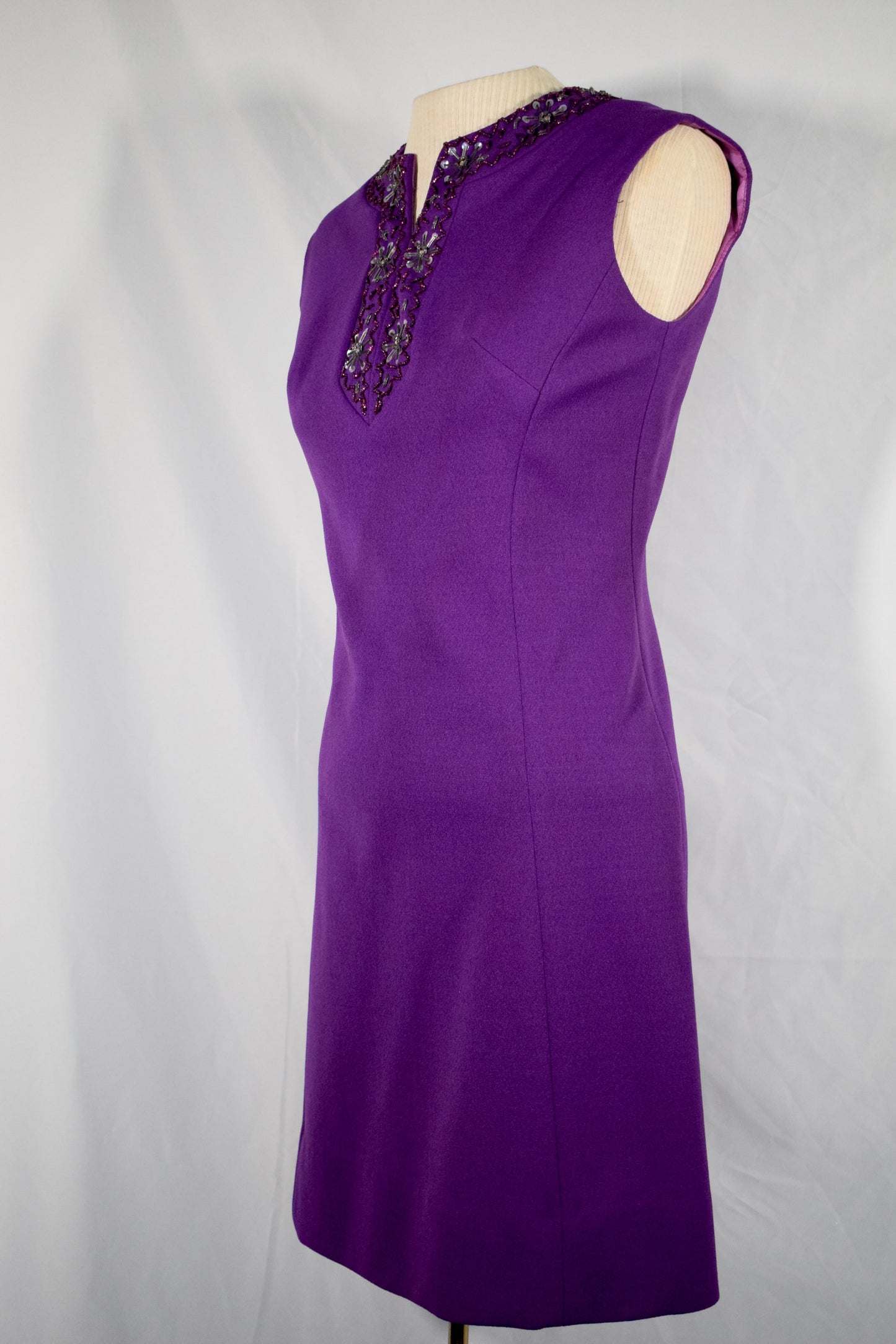 1960s Purple and beaded cocktail dress- NuMode