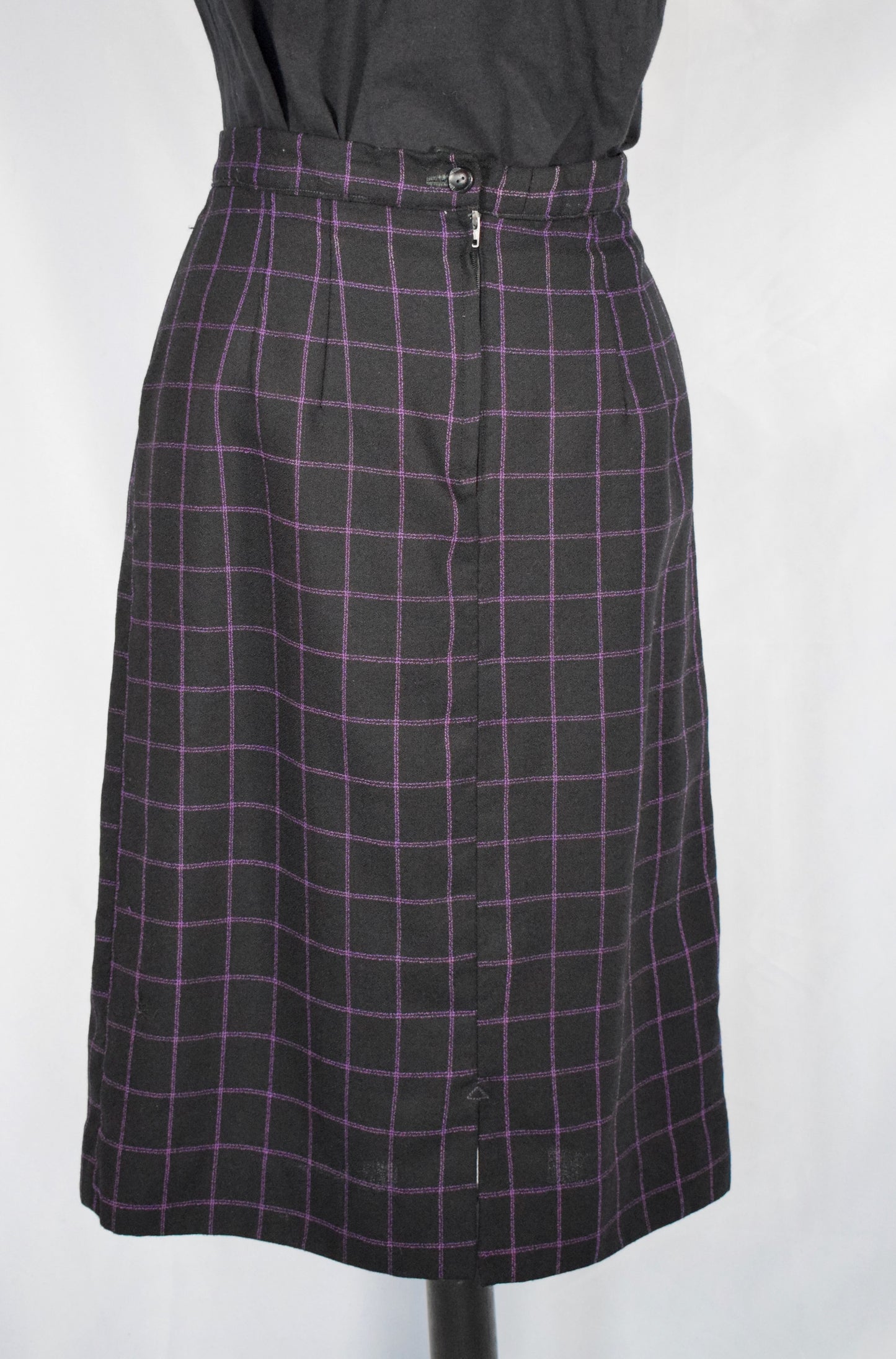 Black and purple plaid skirt