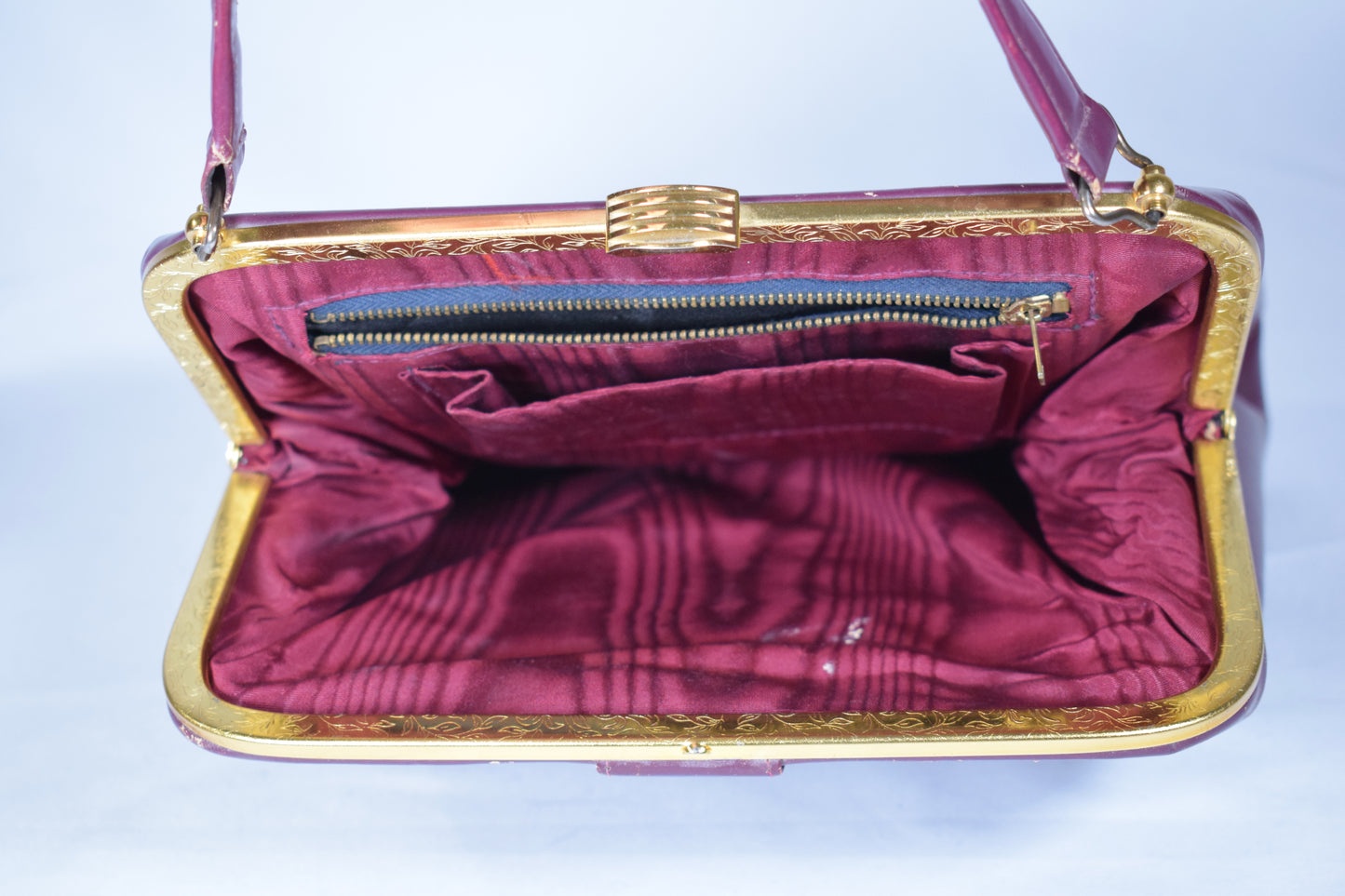 1960s Burgundy Leather Purse